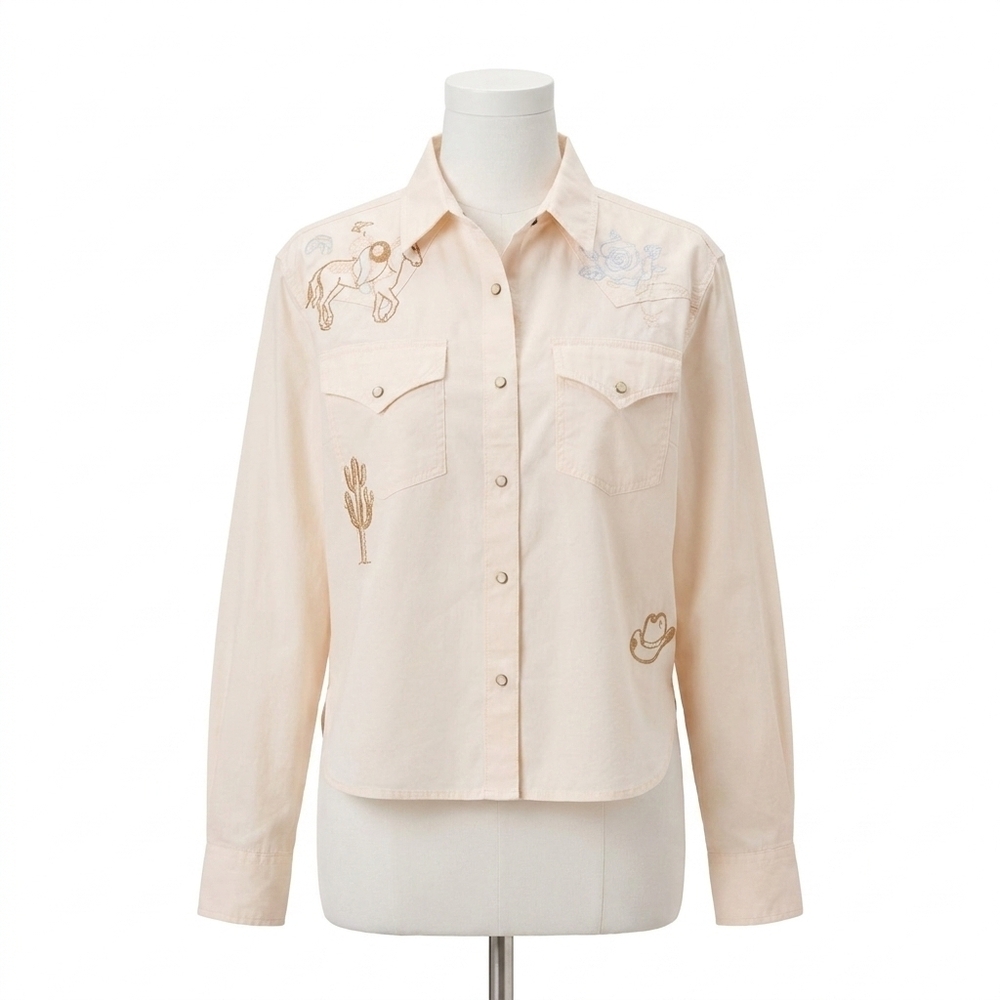 NEW ARIAT asheville embroidered snap shirt in sea salt